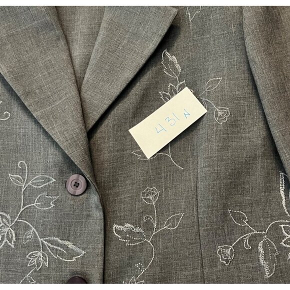 Alfred Dunner Womens Embroidered Blazer Size 10 Gray - Picture 5 of 7